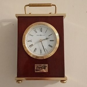Table top wooden and brass Coca-Cola Howard Miller tabletop clock